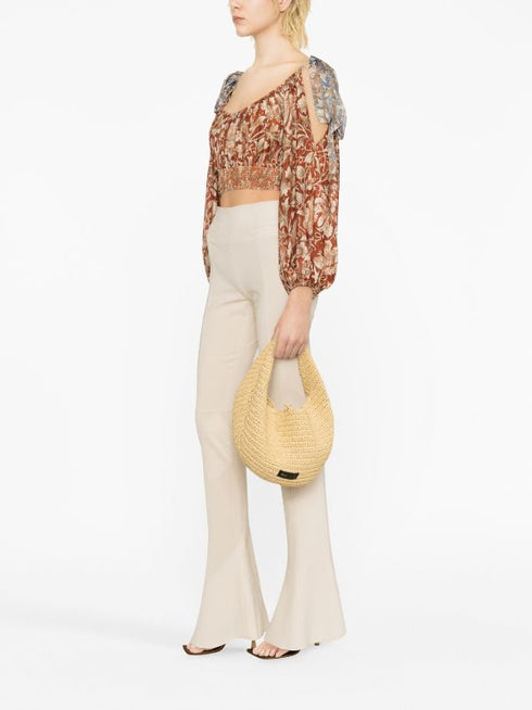 Chintz floral-print silk crop top